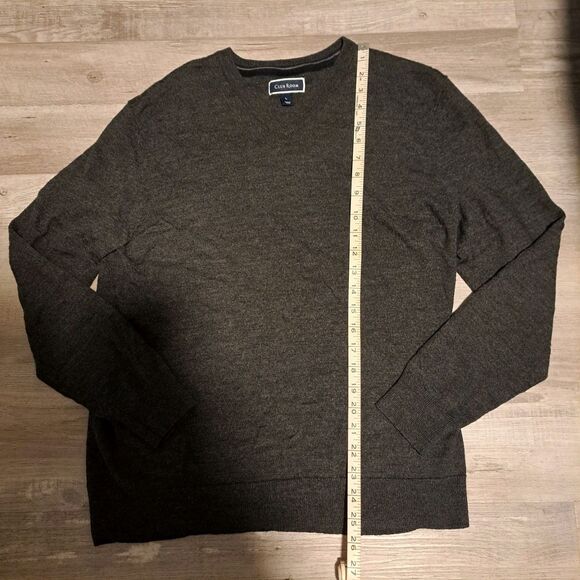 Club Room Merino Wool Blend Sweater Mens Size L Gray Long Sleeve V Neck Pullover - Picture 5 of 8